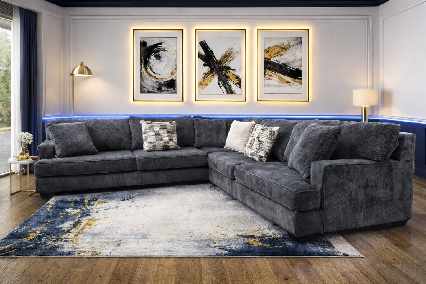 Blue Ashley Furniture Lavernett 3Pcs Sectional
