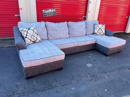 Gray FauxSuede Dual Chaise Ashley Furniture Sectional