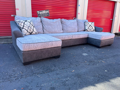 Gray FauxSuede Dual Chaise Ashley Furniture Sectional