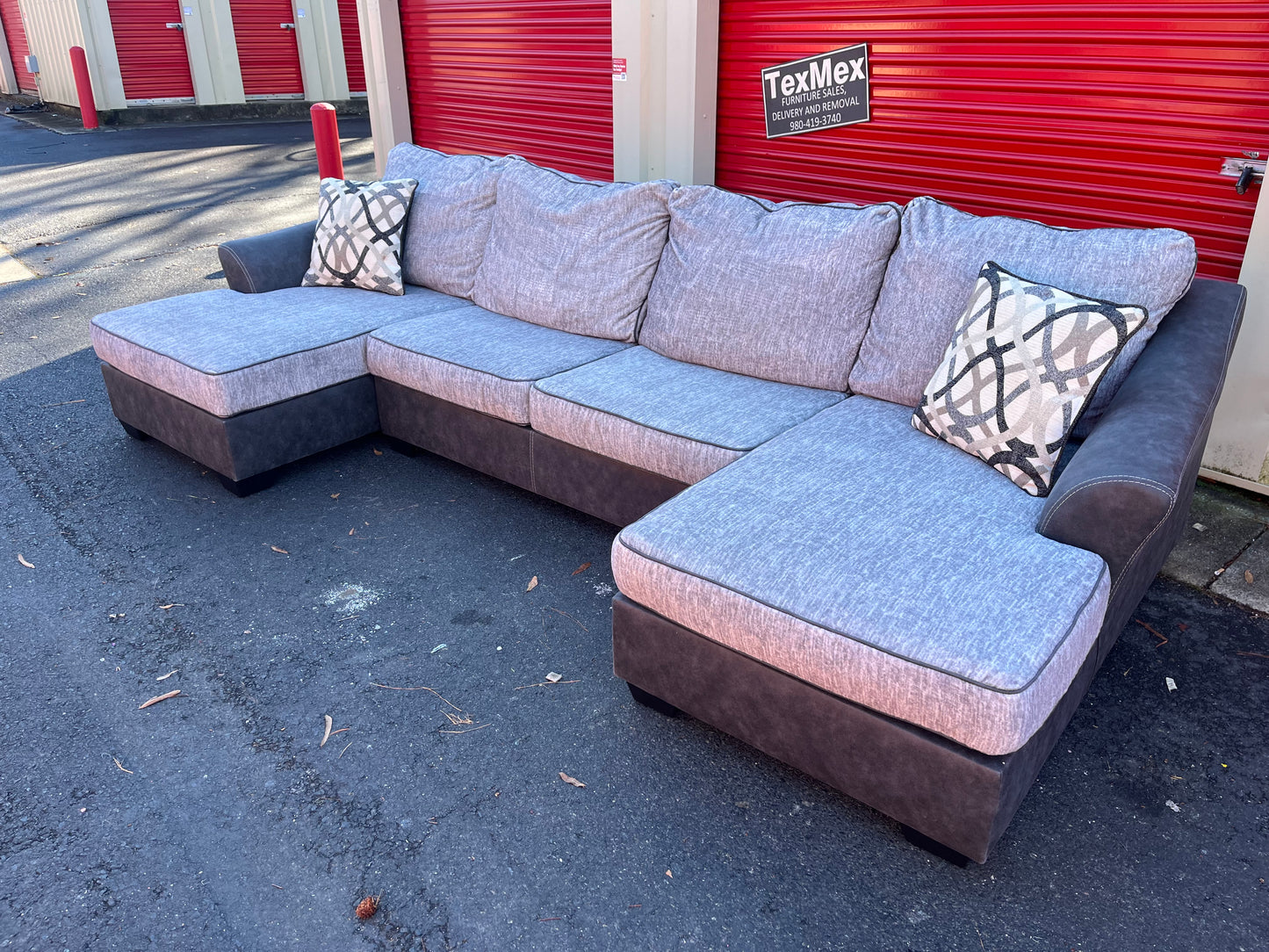 Gray FauxSuede Dual Chaise Ashley Furniture Sectional