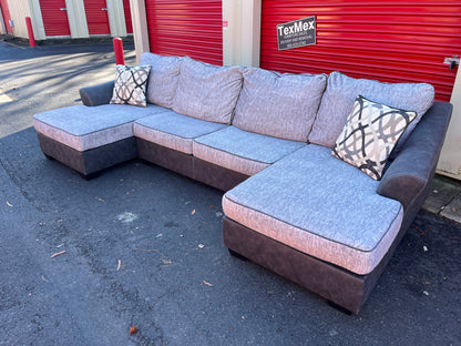 Gray FauxSuede Dual Chaise Ashley Furniture Sectional