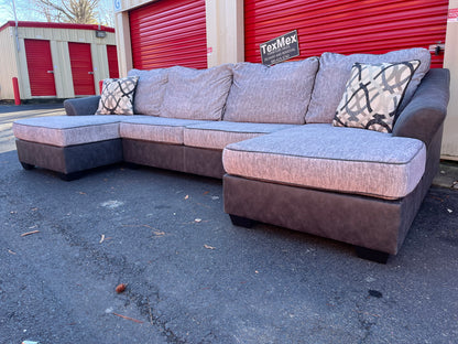 Gray FauxSuede Dual Chaise Ashley Furniture Sectional