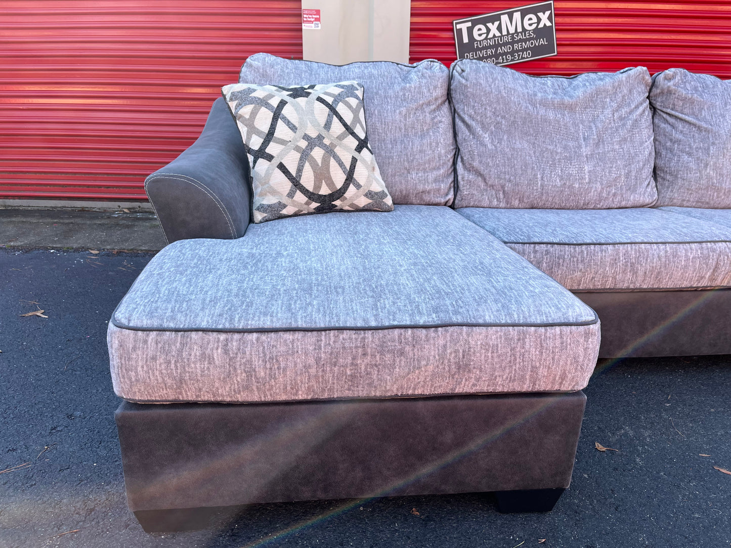 Gray FauxSuede Dual Chaise Ashley Furniture Sectional