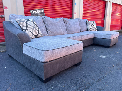 Gray FauxSuede Dual Chaise Ashley Furniture Sectional